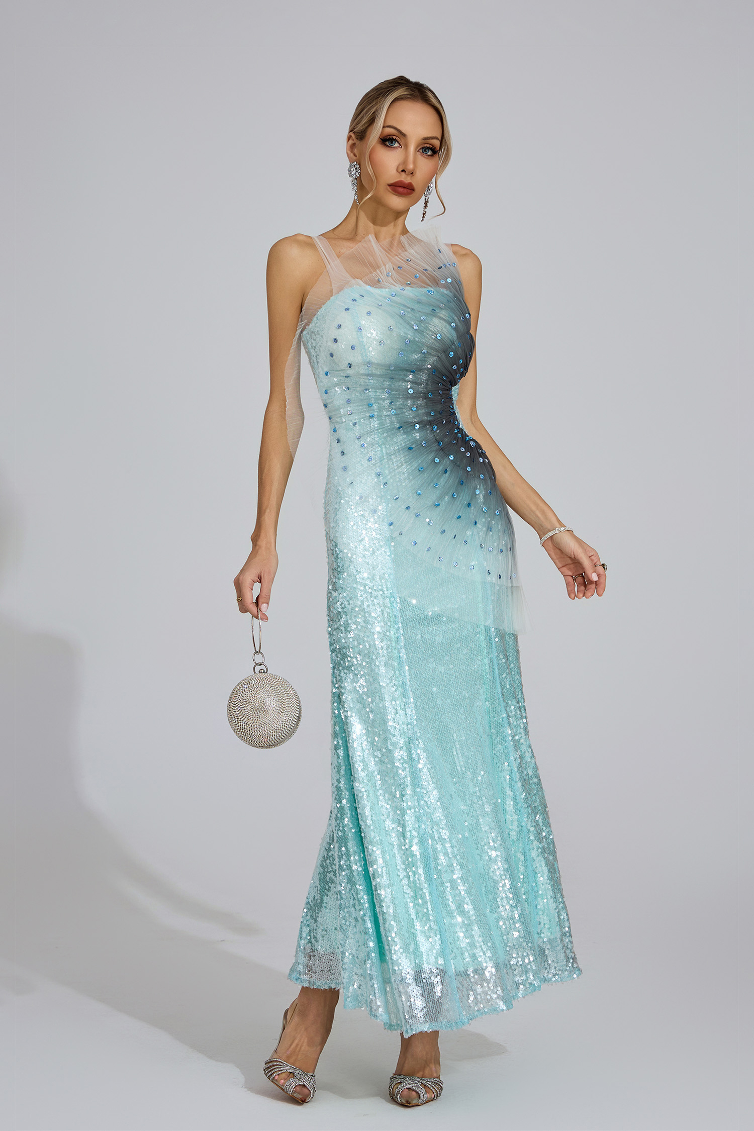 Quay Lake Blue Sequined Maxi Dress