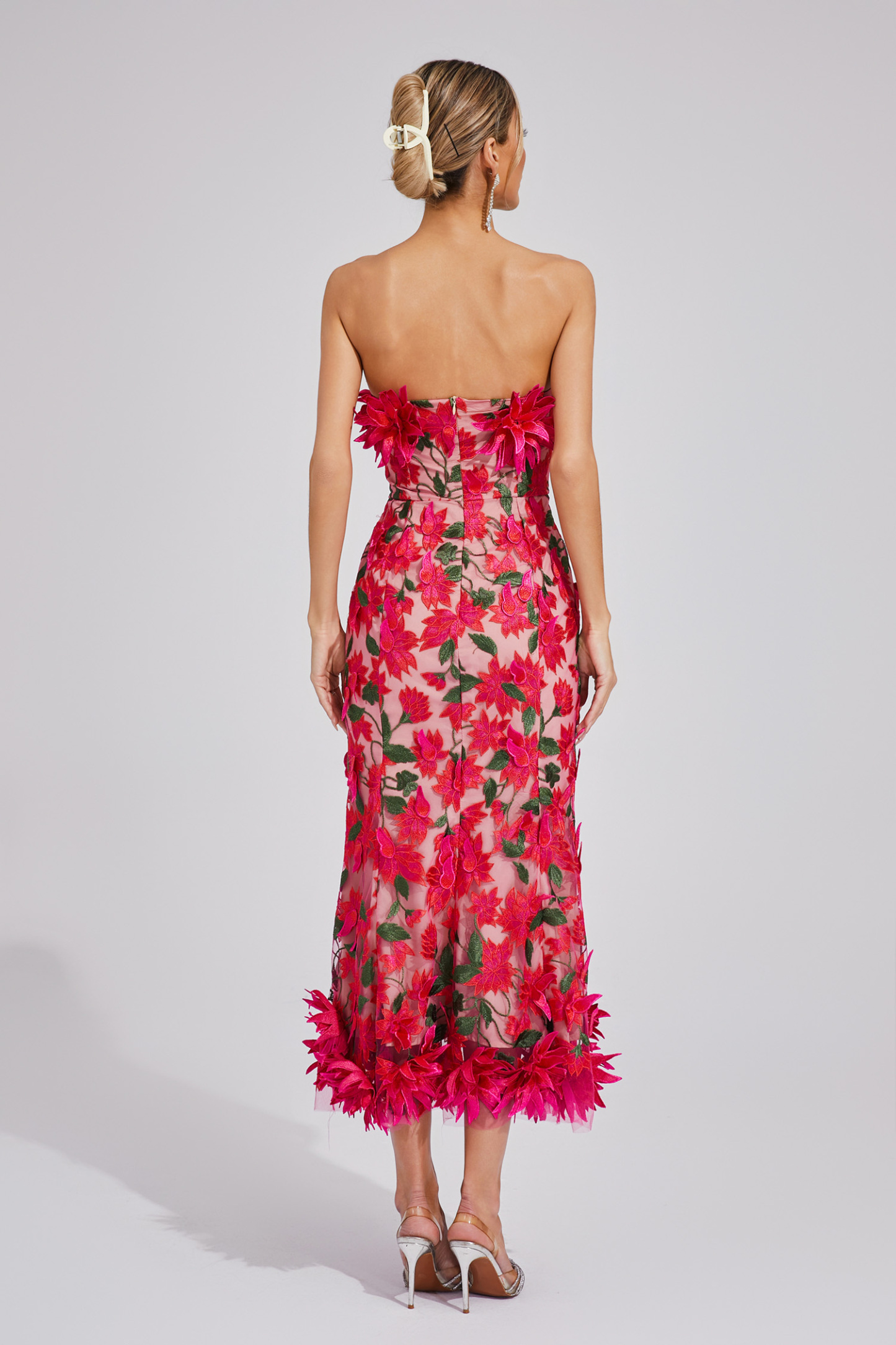 Barry Red Flower Off Shoulder Dress