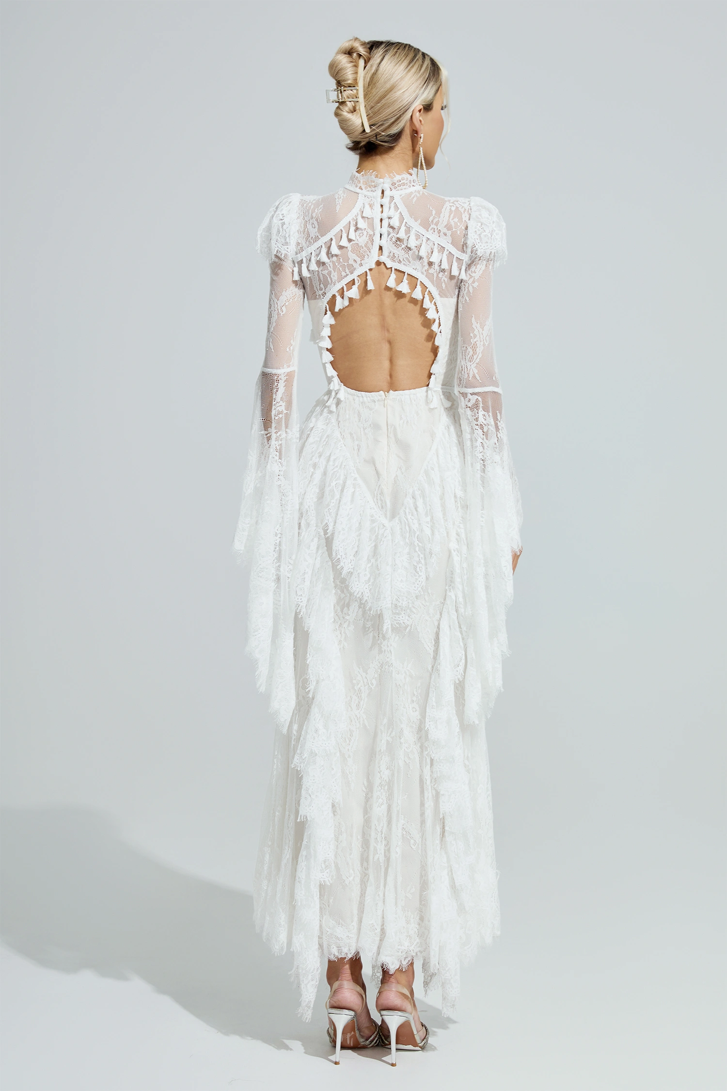 Gadamer White Floral Lace Maxi Dress
