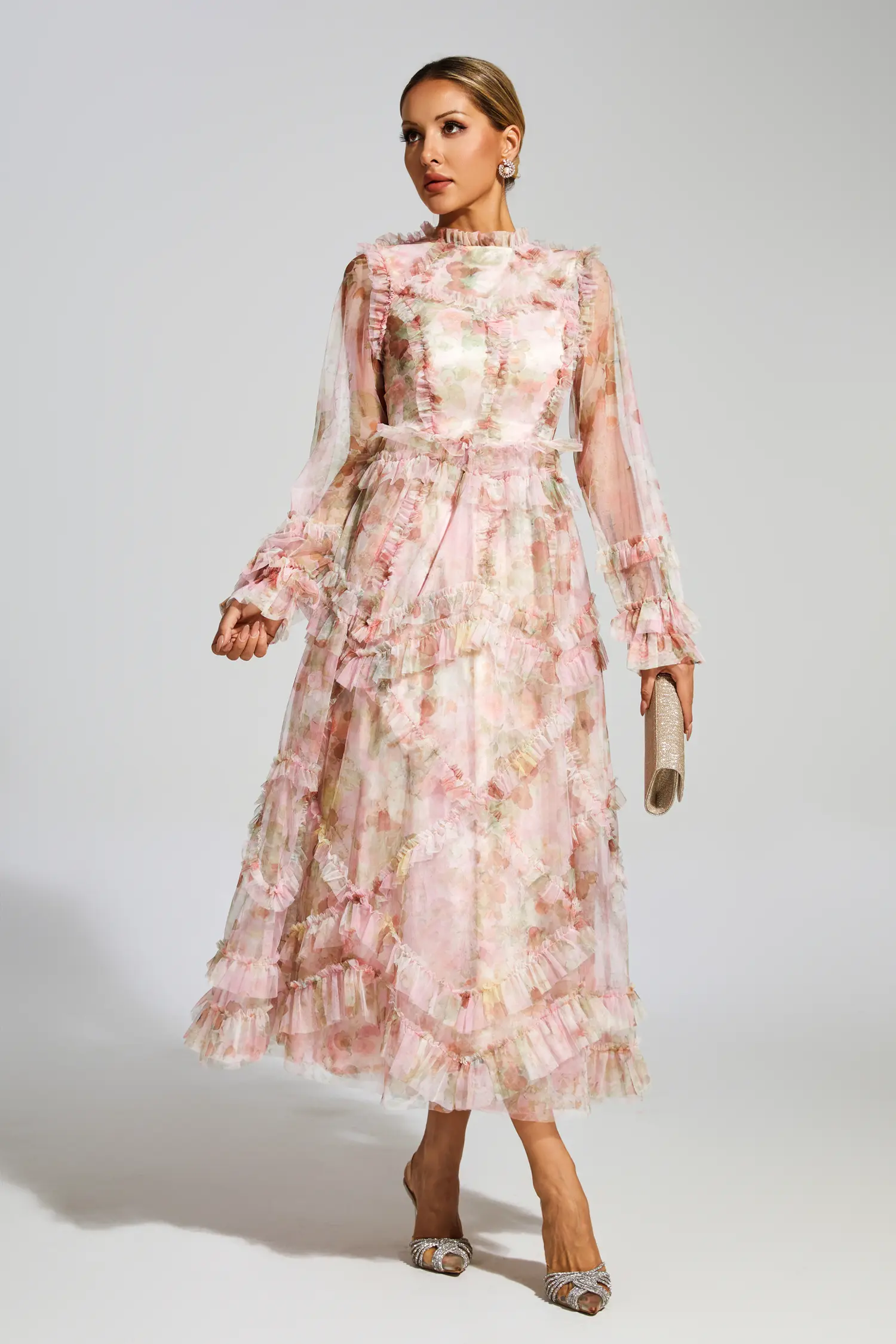 Leacock Pink Floral Mesh Dress