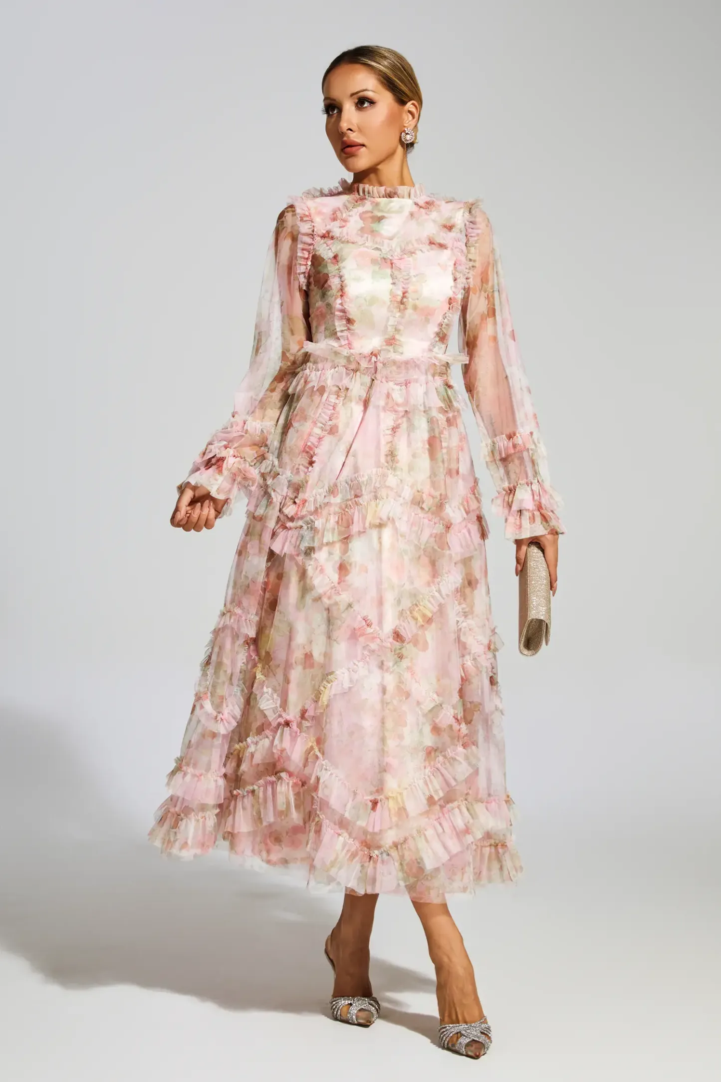 Leacock Pink Floral Mesh Dress