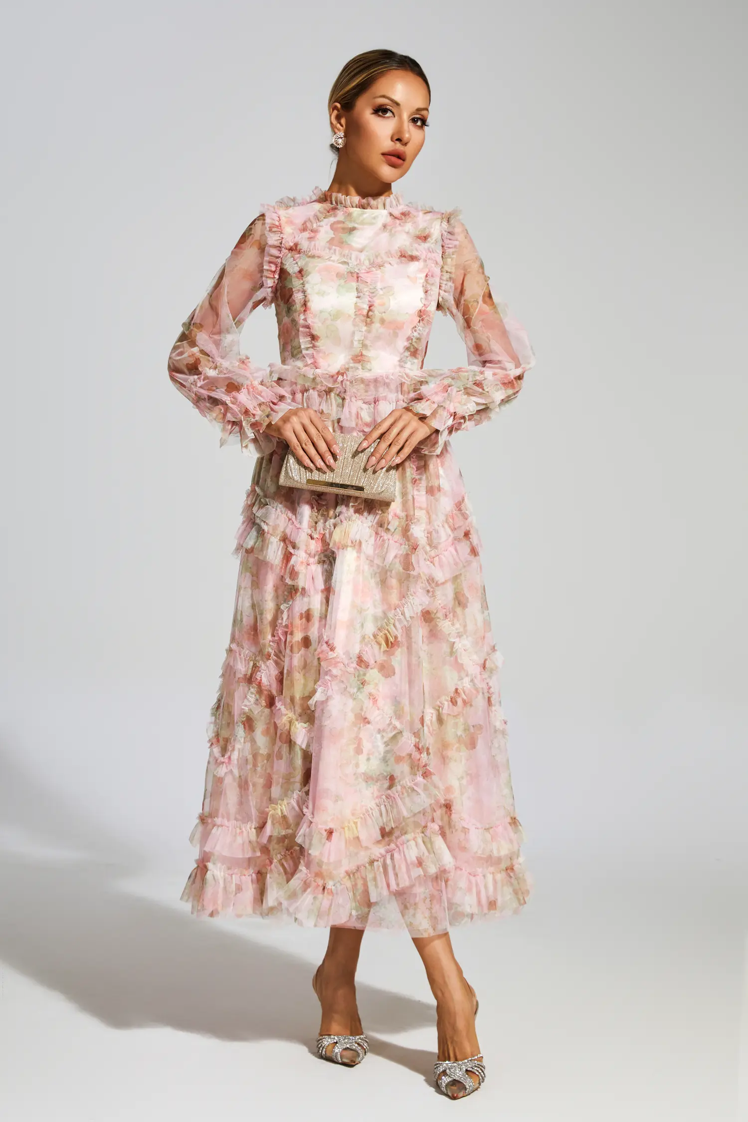 Leacock Pink Floral Mesh Dress