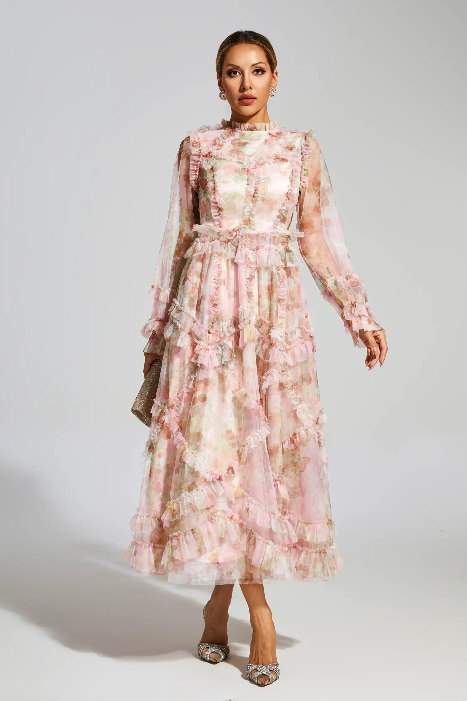 Leacock Pink Floral Mesh Dress