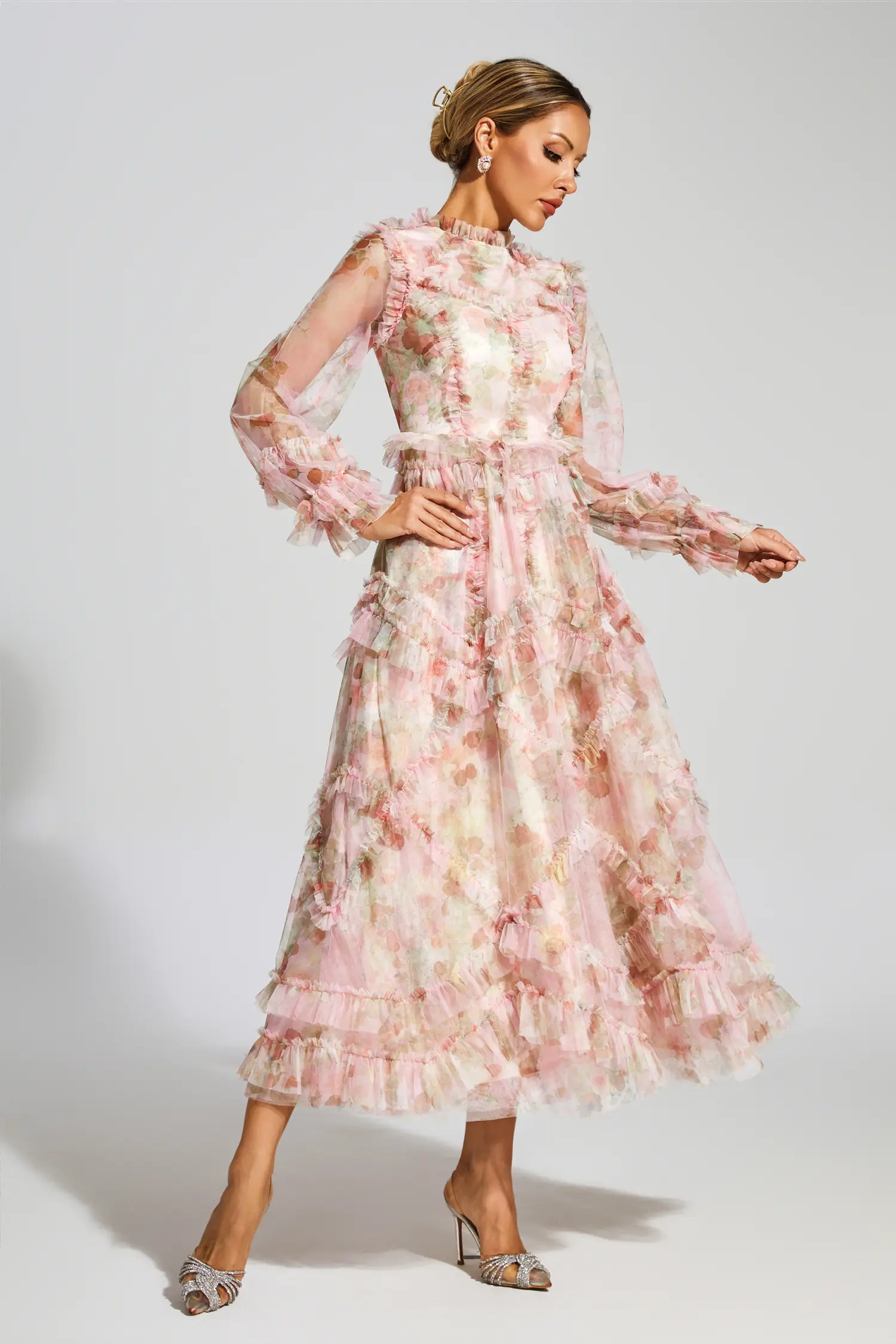 Leacock Pink Floral Mesh Dress