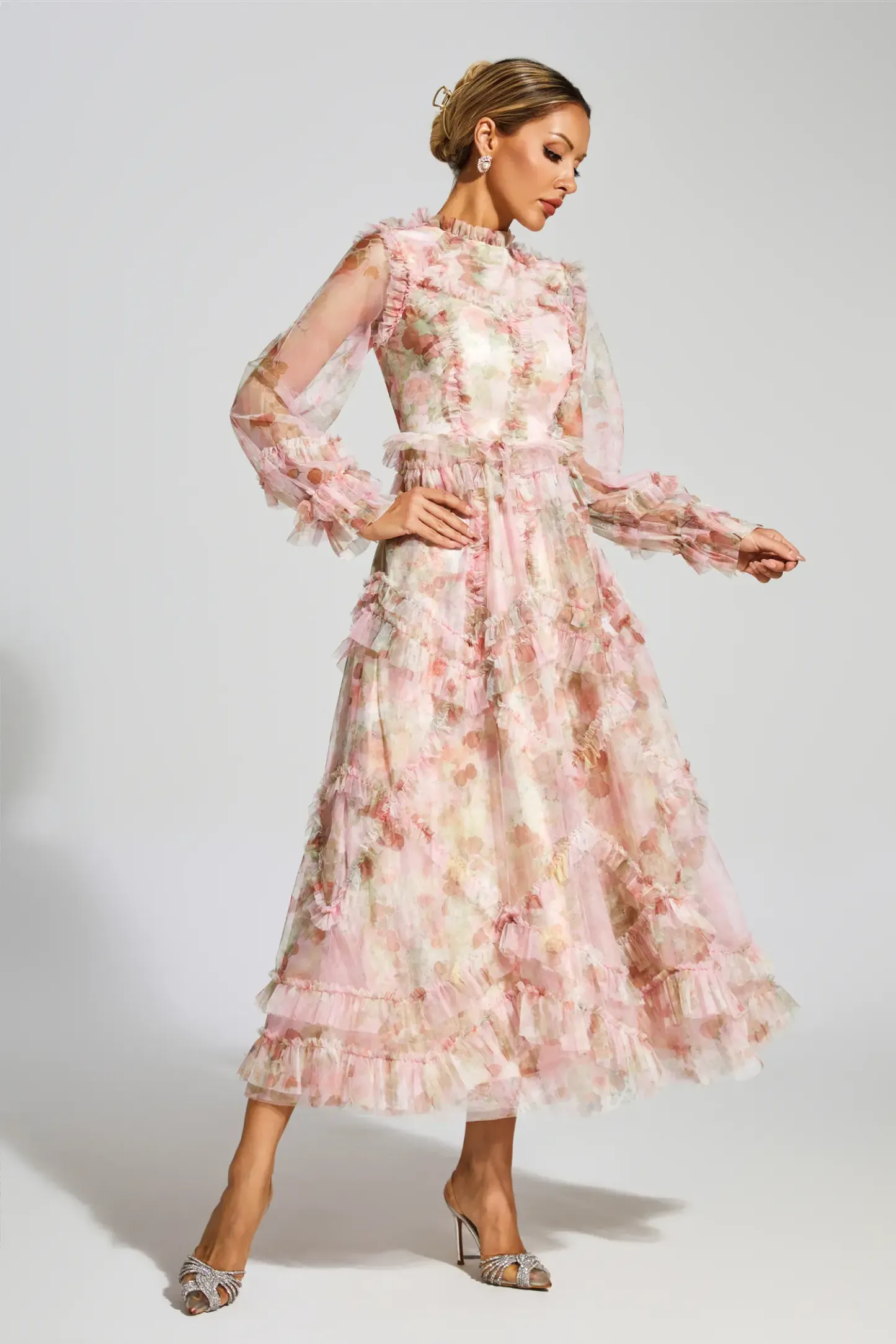 Leacock Pink Floral Mesh Dress