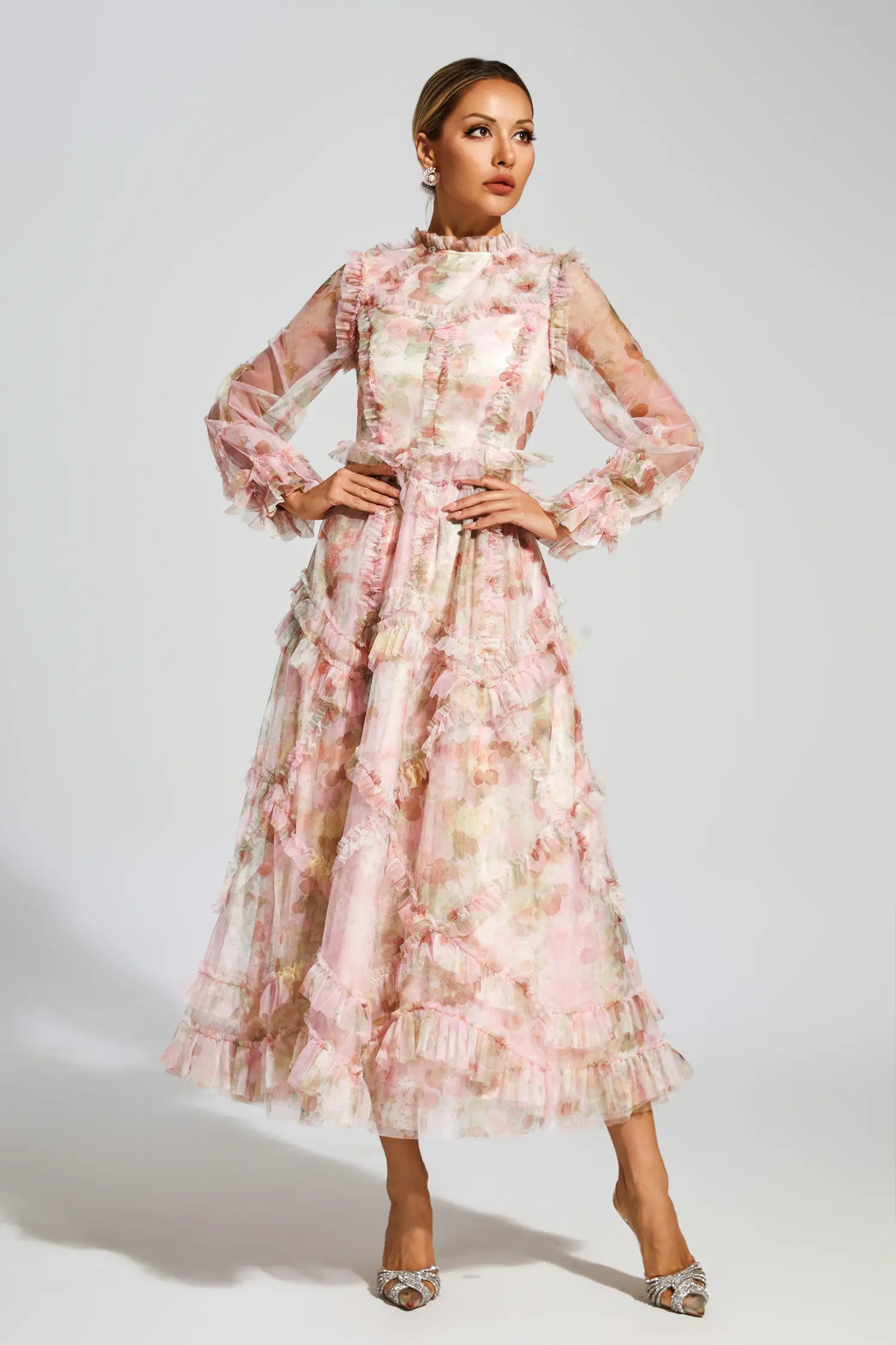 Leacock Pink Floral Mesh Dress