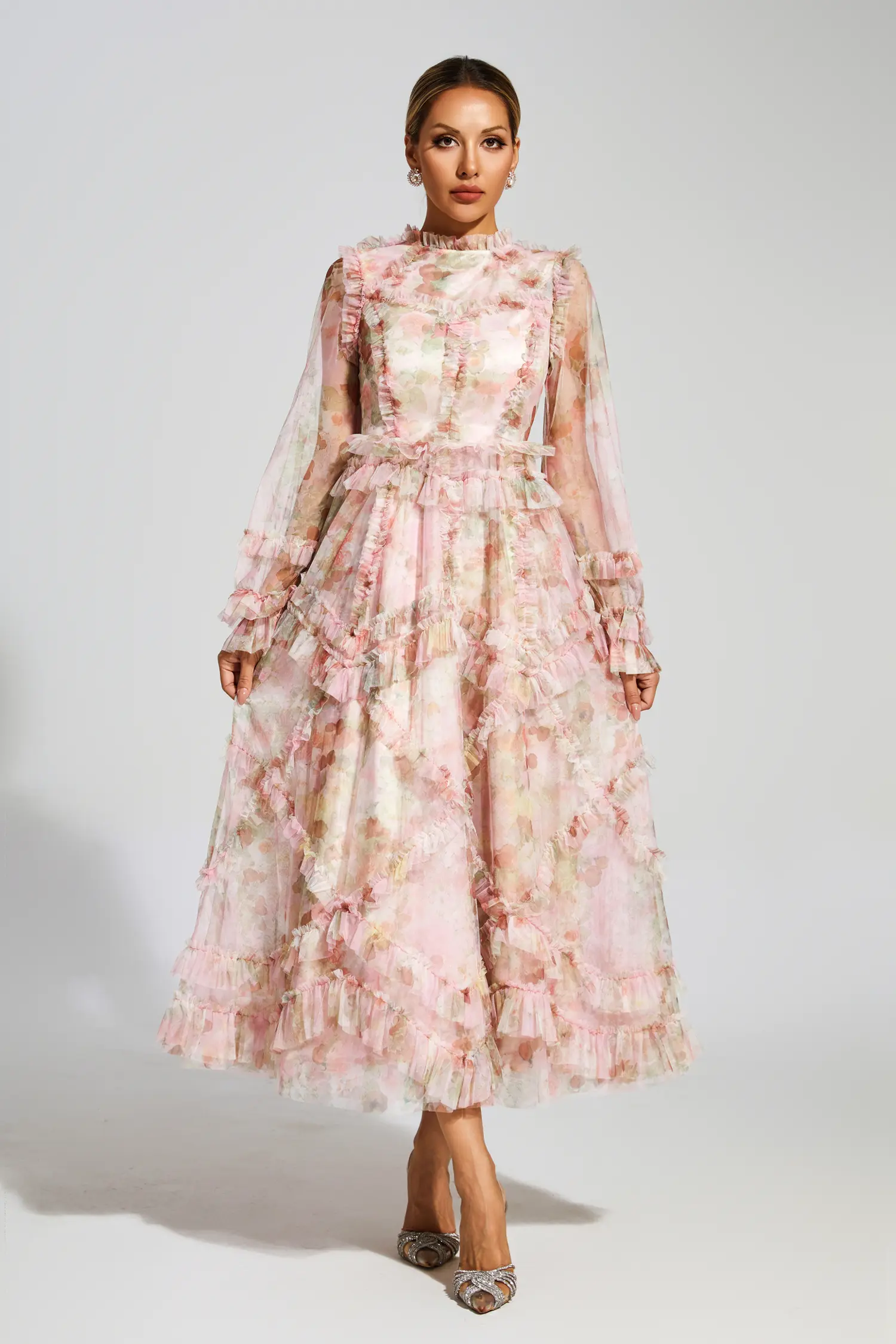 Leacock Pink Floral Mesh Dress