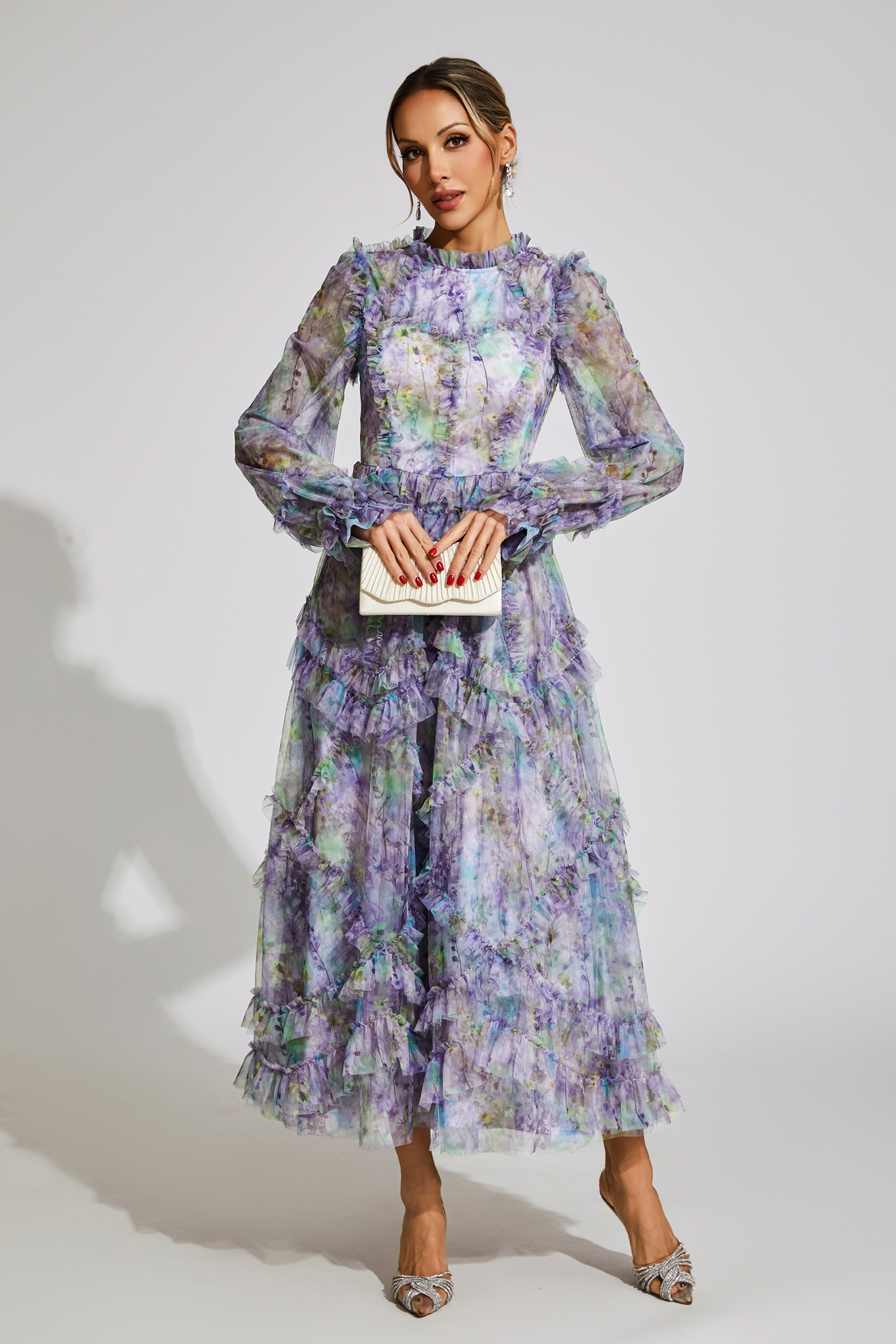 Leacock Purple Floral Mesh Dress