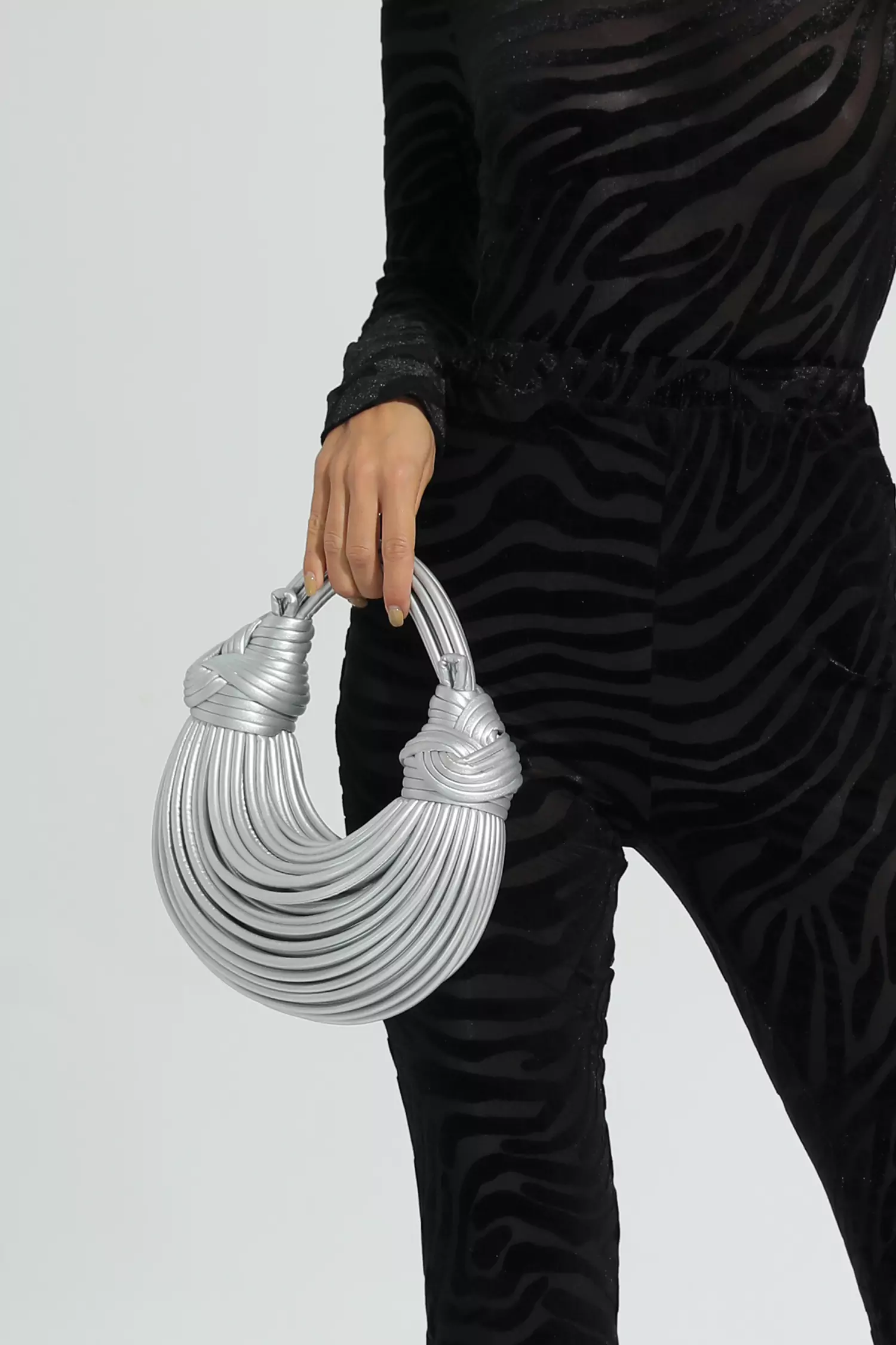 Betty Silver PU Knotted Bag