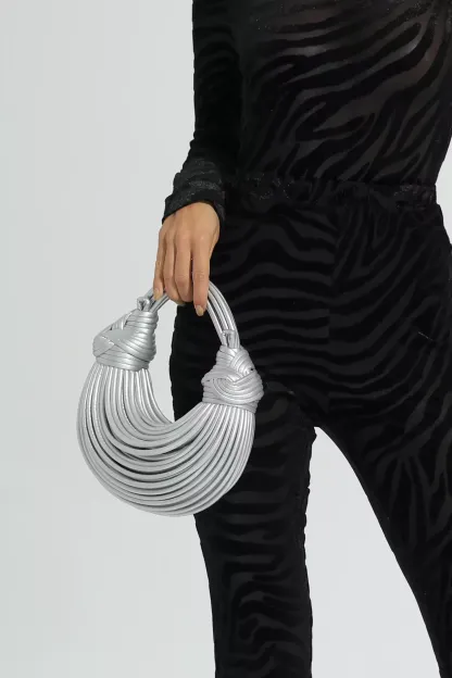 Betty Silver PU Knotted Bag