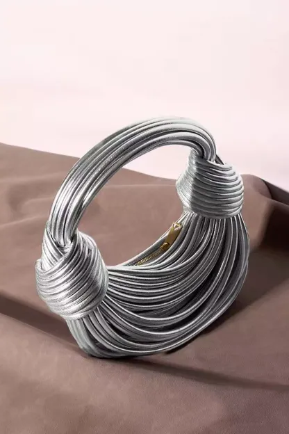 Betty Silver PU Knotted Bag