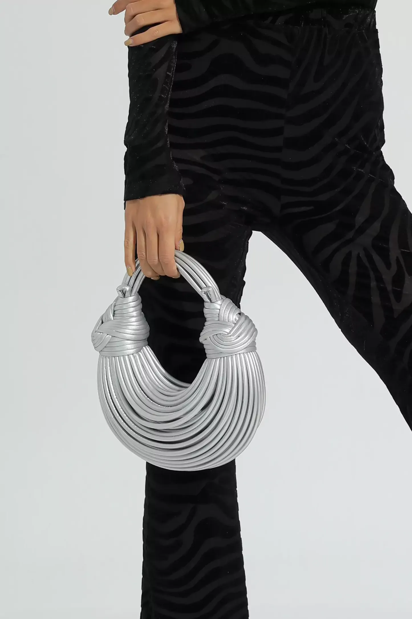 Betty Silver PU Knotted Bag
