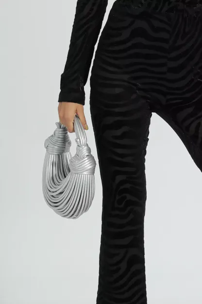 Betty Silver PU Knotted Bag