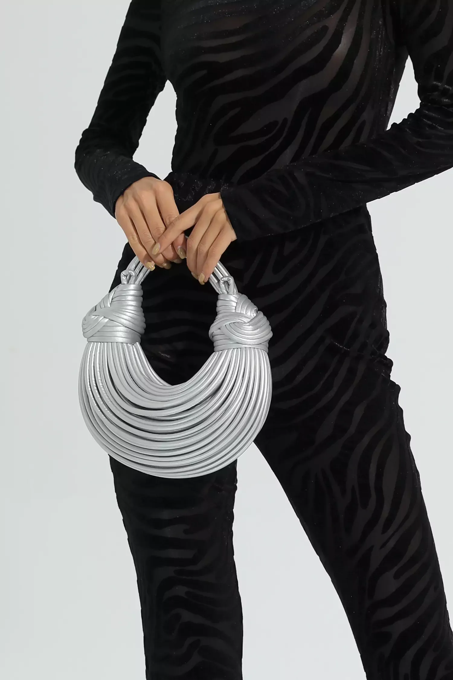 Betty Silver PU Knotted Bag