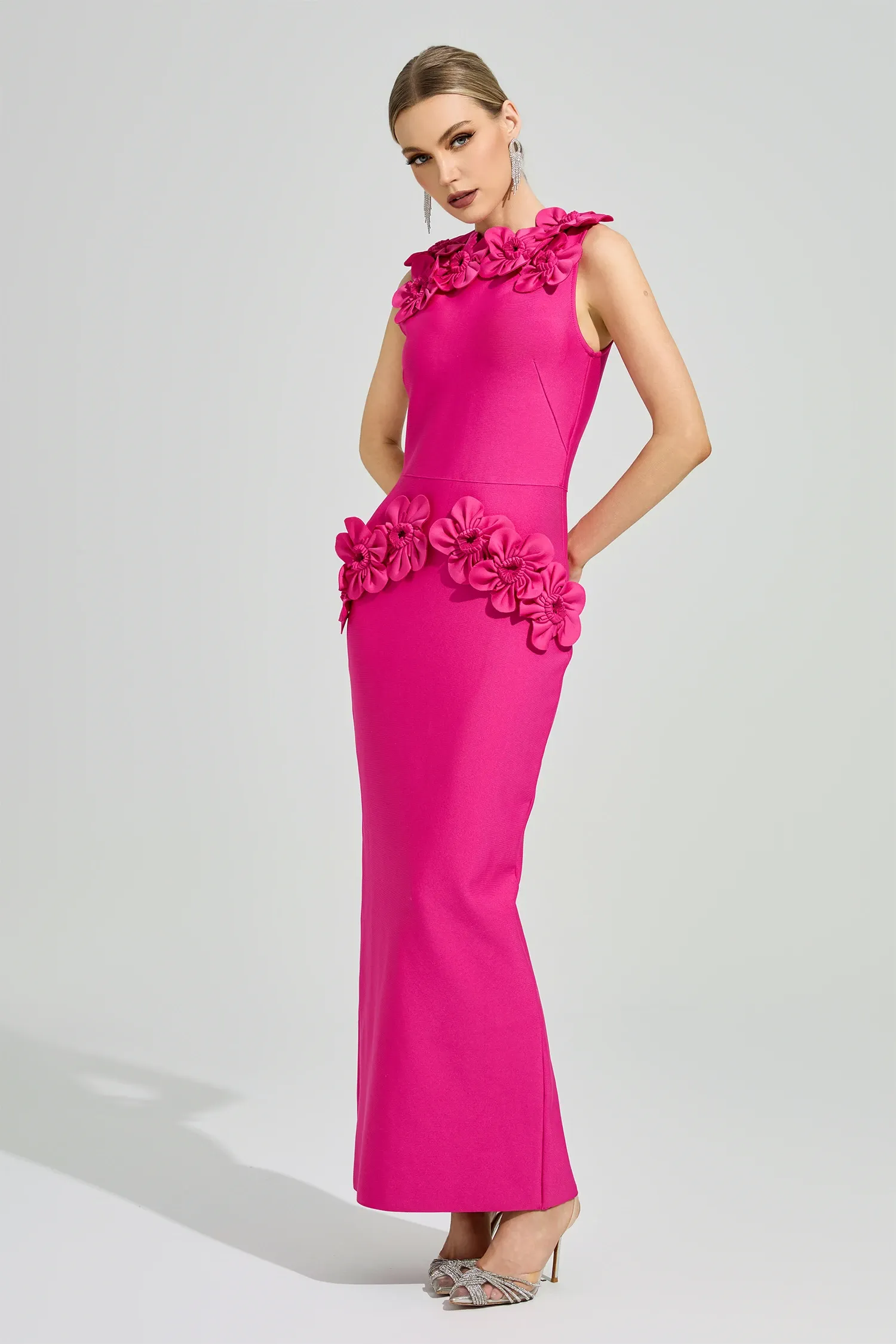 Newman Pink Floral Formal Dress