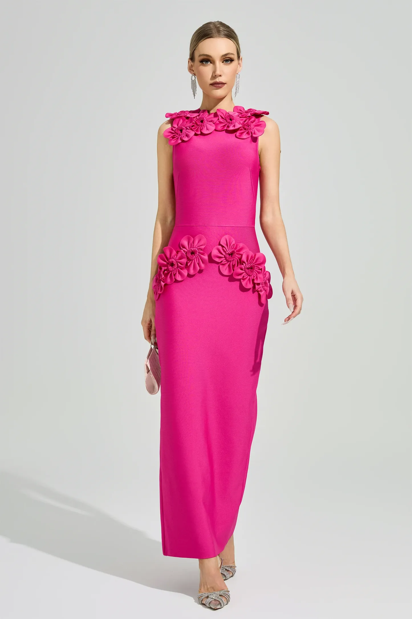Newman Pink Floral Formal Dress