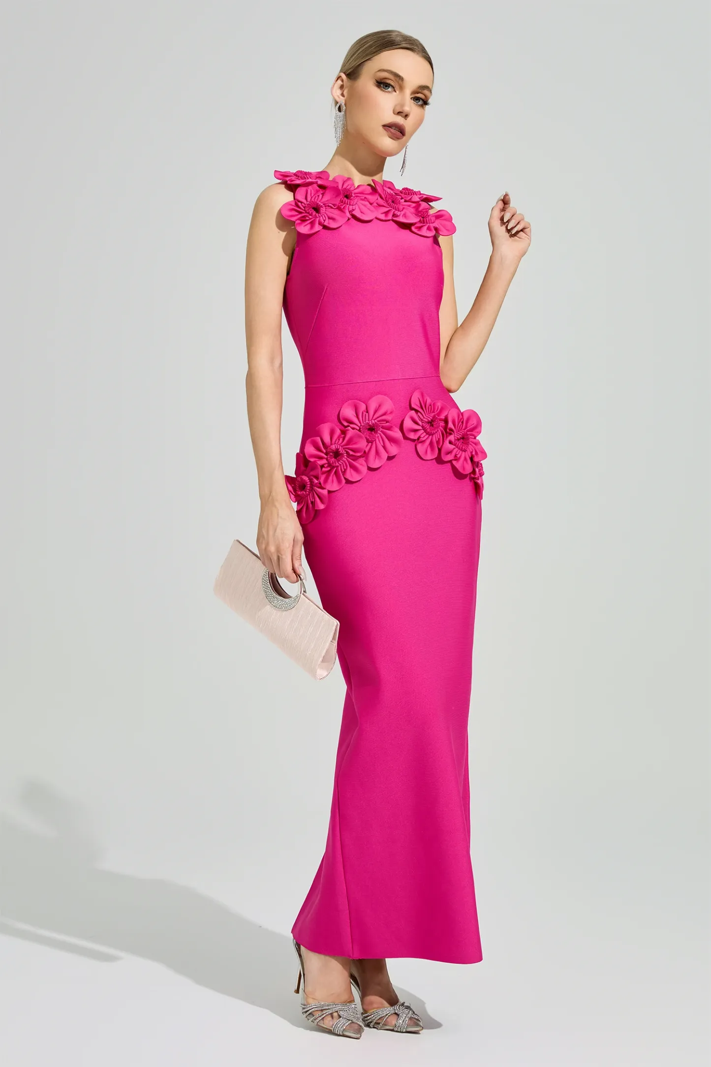 Newman Pink Floral Formal Dress