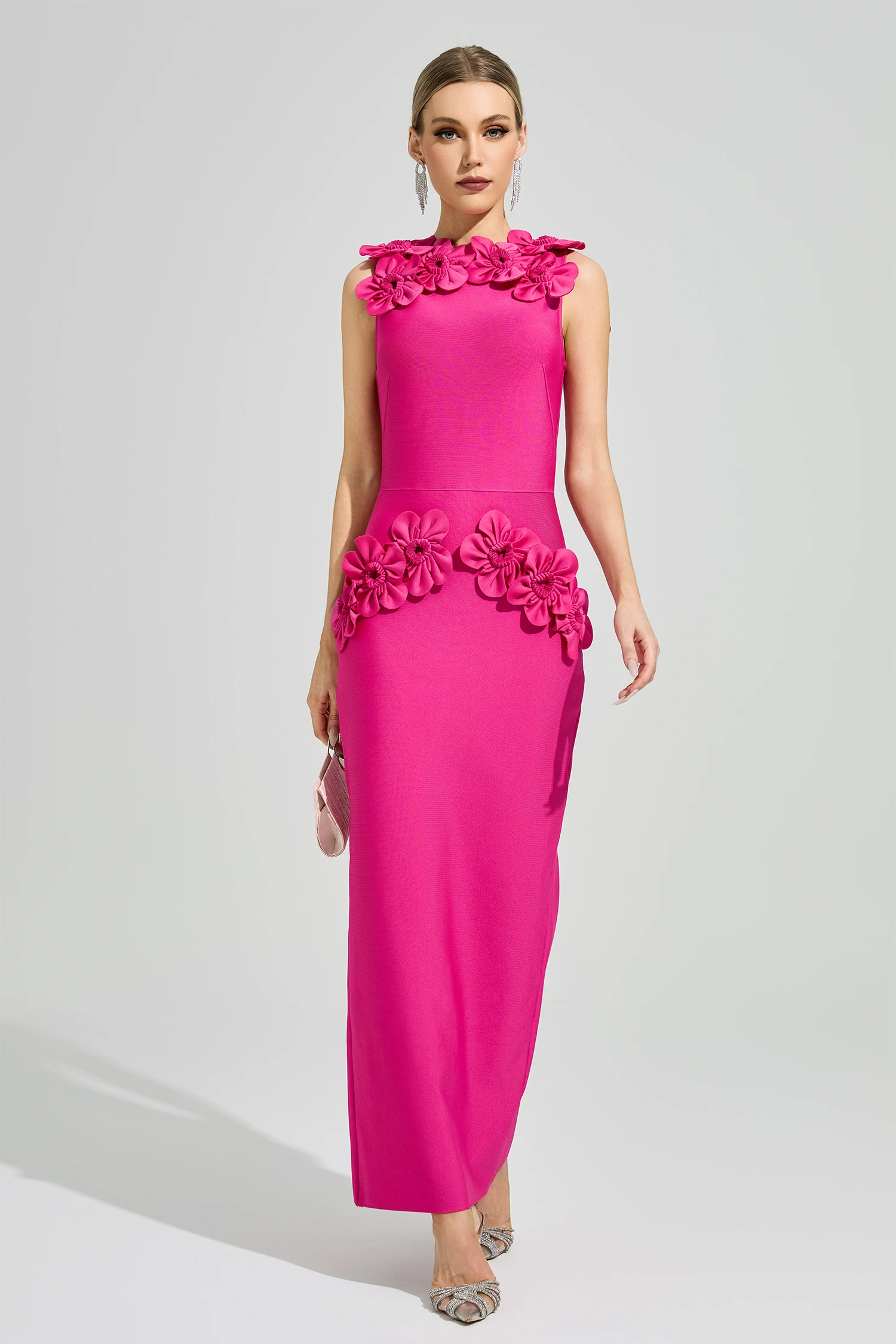 Newman Pink Floral Formal Dress