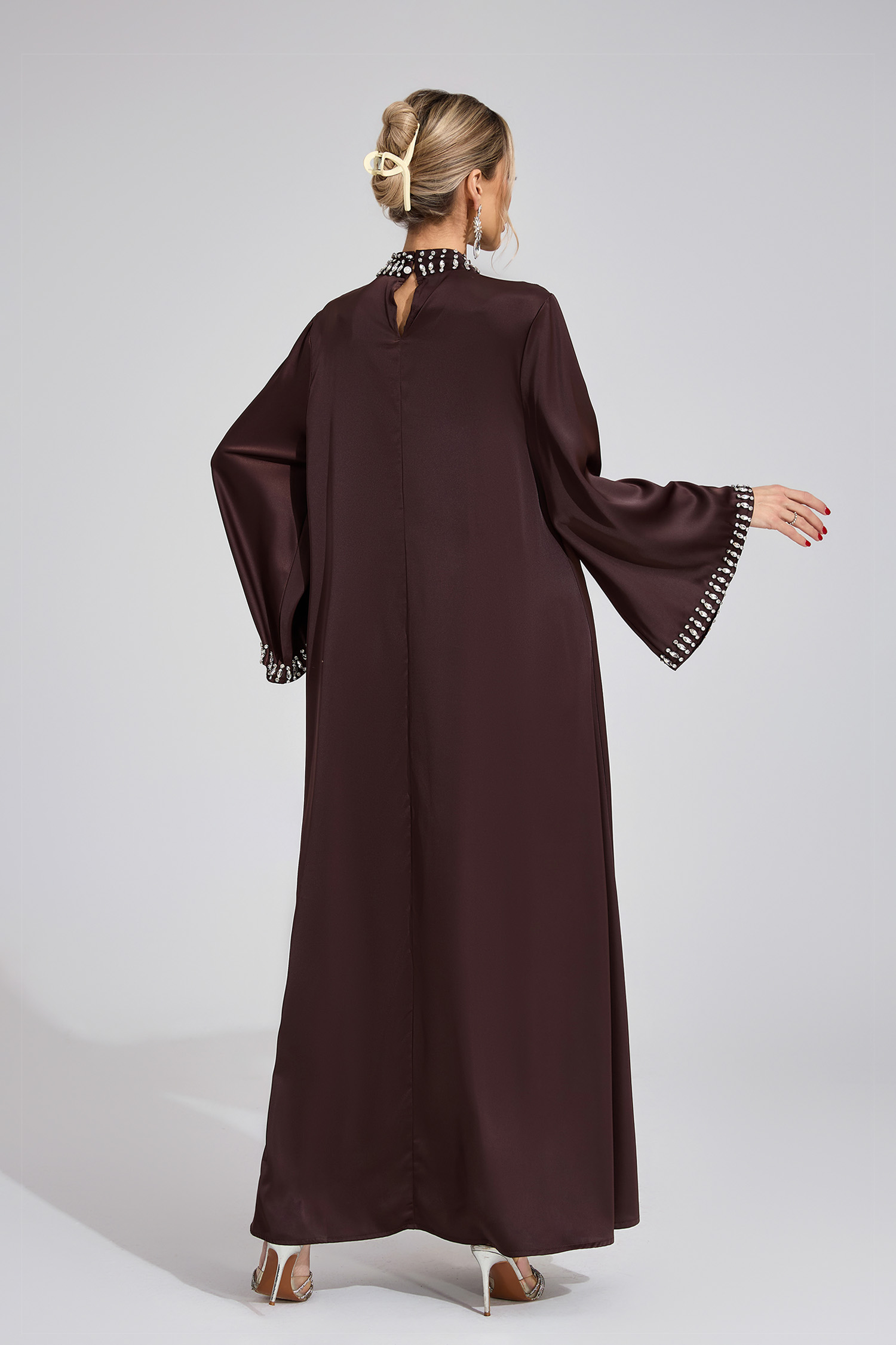Stone Dark Brown Diamond Maxi Dress