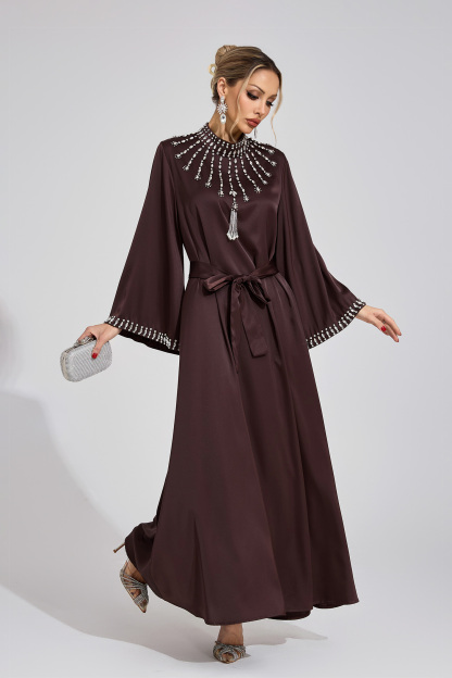 Stone Dark Brown Diamond Maxi Dress