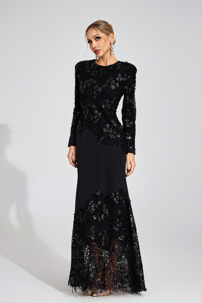 Sophy Black Embroidered Maxi Dress