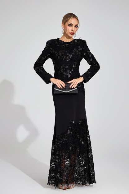 Sophy Black Embroidered Maxi Dress