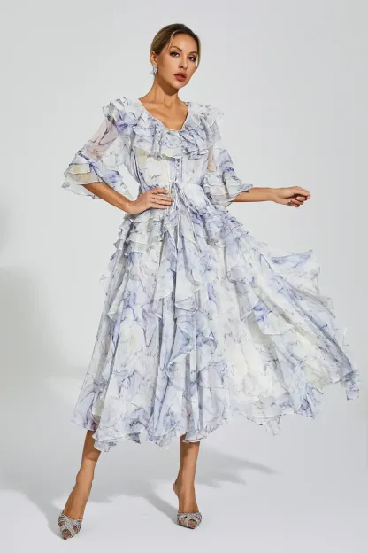 Datura Purple Ruched Midi Dress