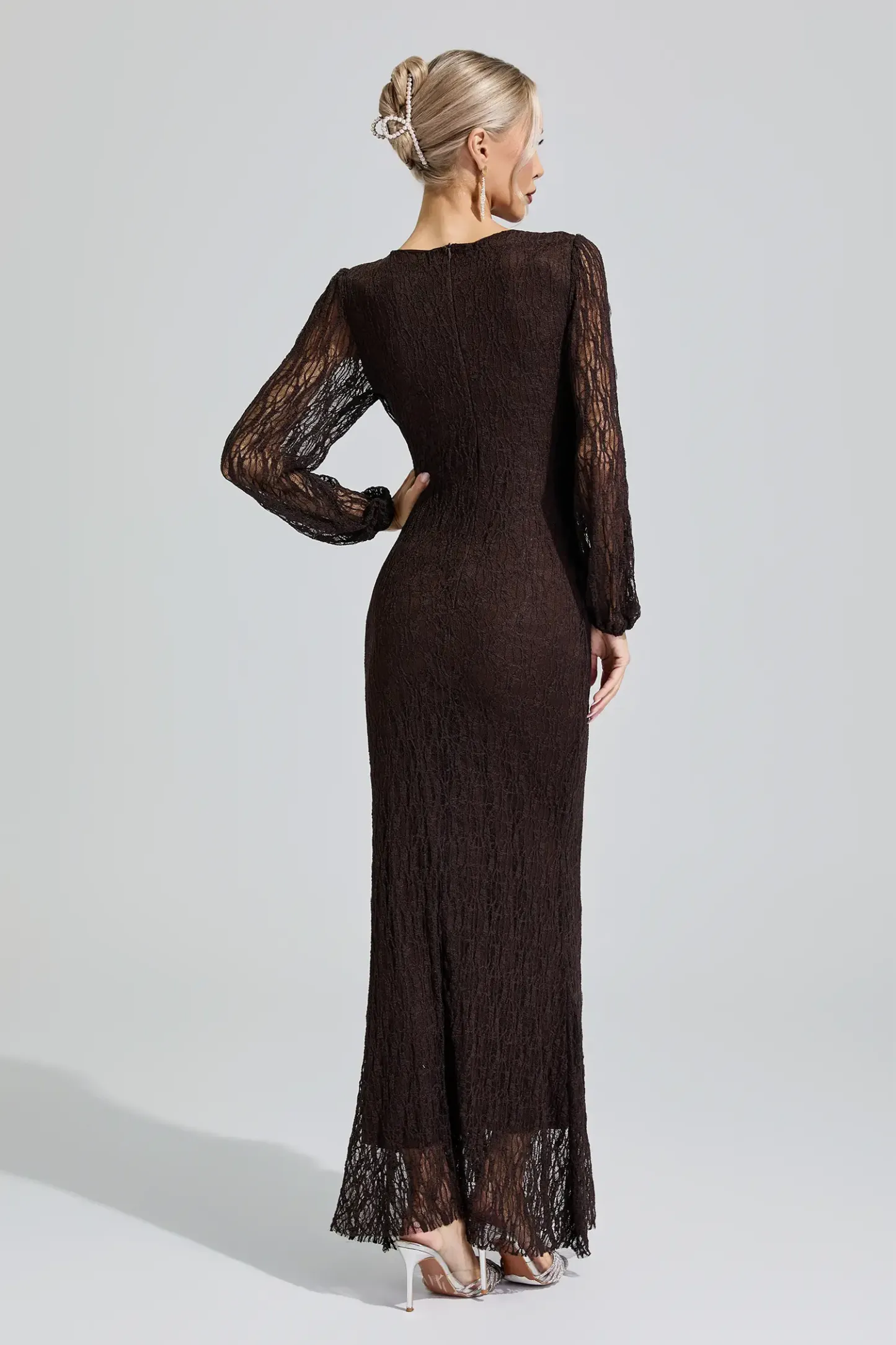Pocahontas Brown Lace Ruffled Maxi Dress