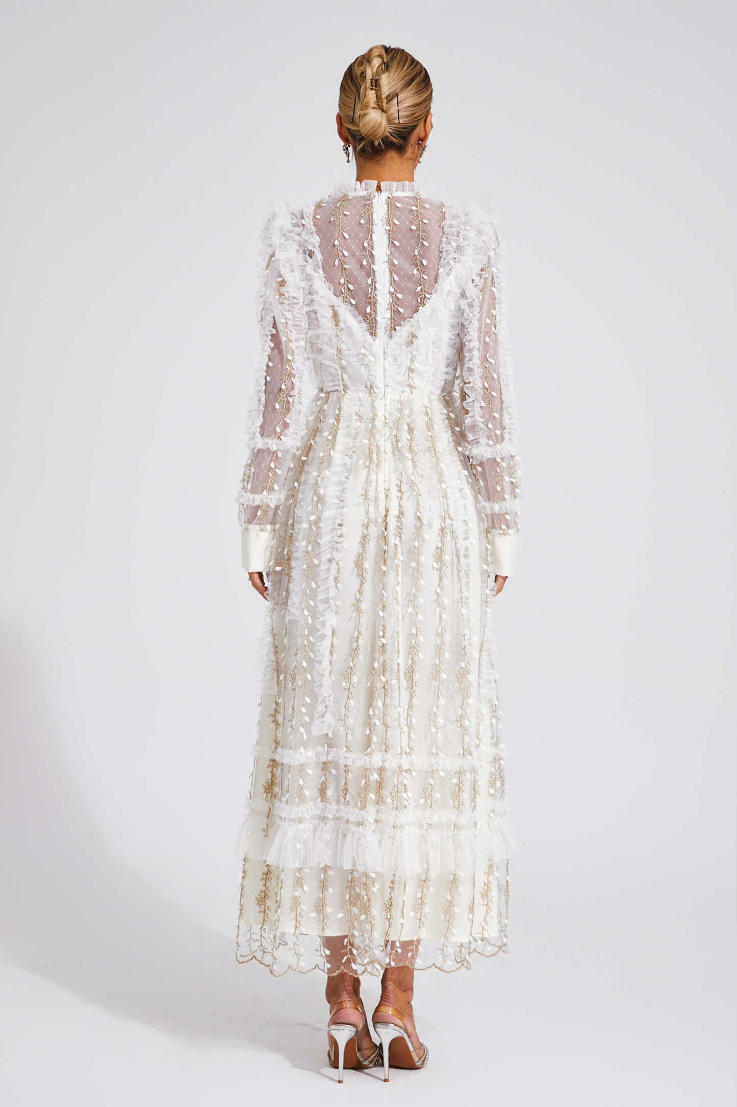Bertram White Mesh Maxi Dress