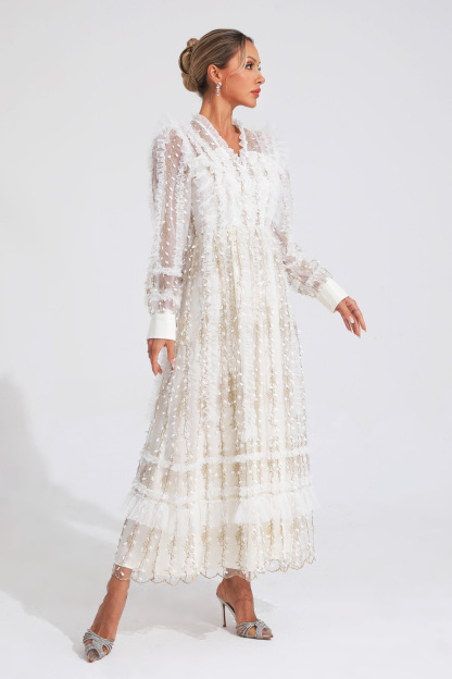 Bertram White Mesh Maxi Dress