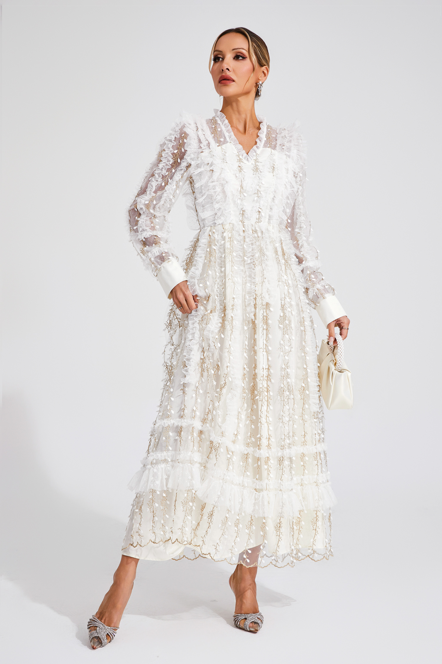 Bertram White Mesh Maxi Dress