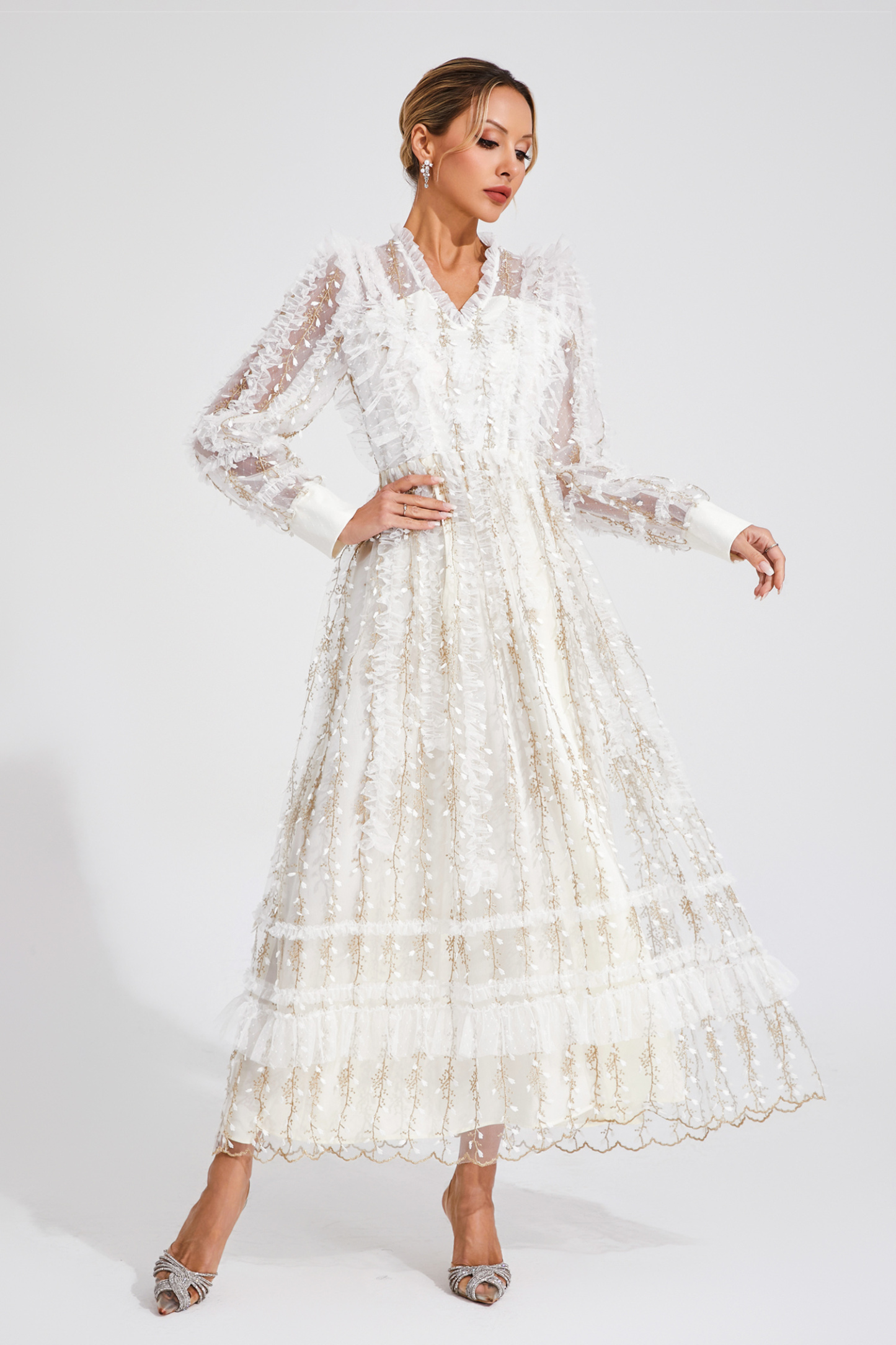 Bertram White Mesh Maxi Dress