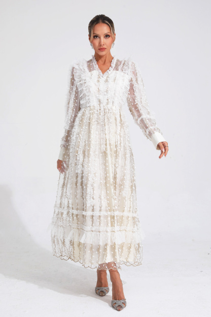Bertram White Mesh Maxi Dress