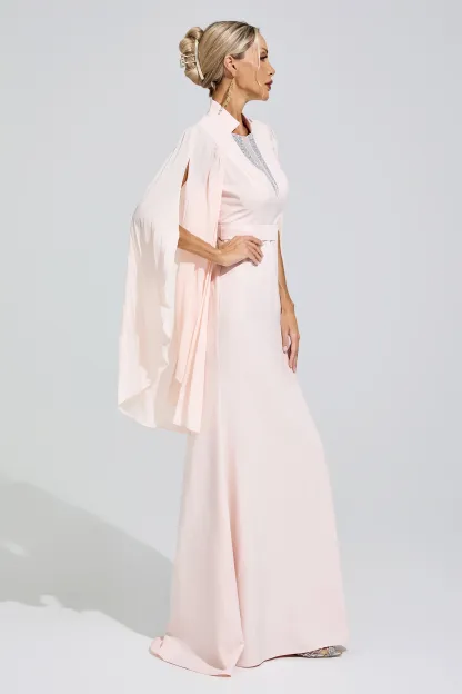 Erinna Apricot Rhinestone Embellished Dress
