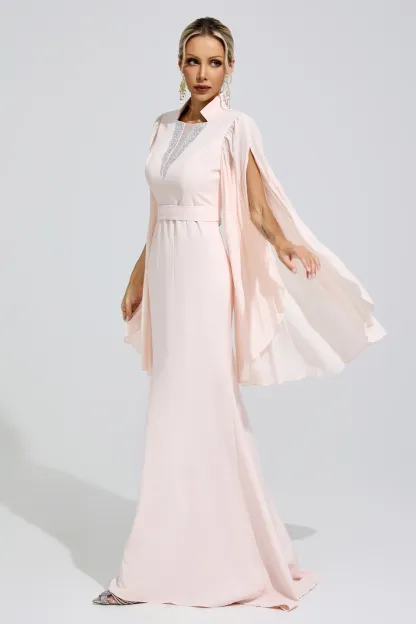 Erinna Apricot Rhinestone Embellished Dress