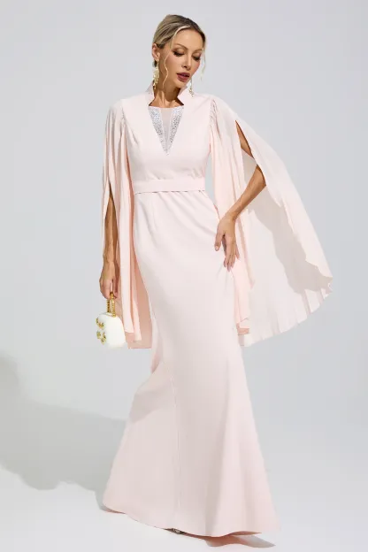 Erinna Apricot Rhinestone Embellished Dress