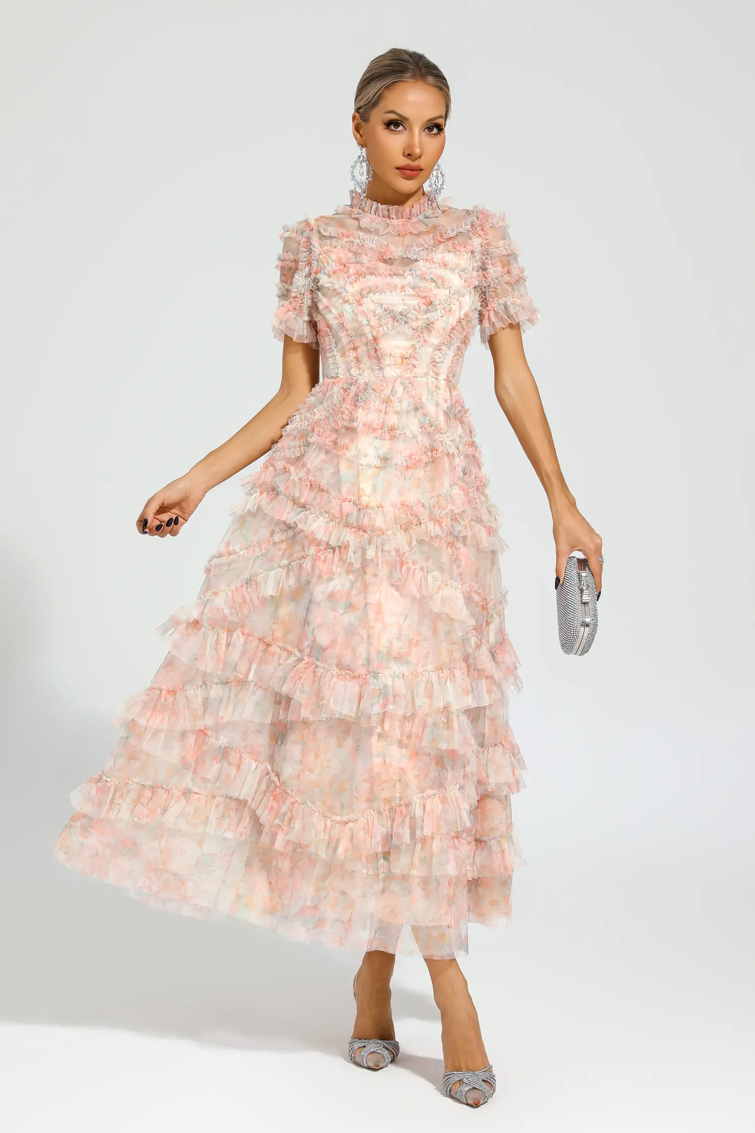 Malan Pink Floral Midi Dress