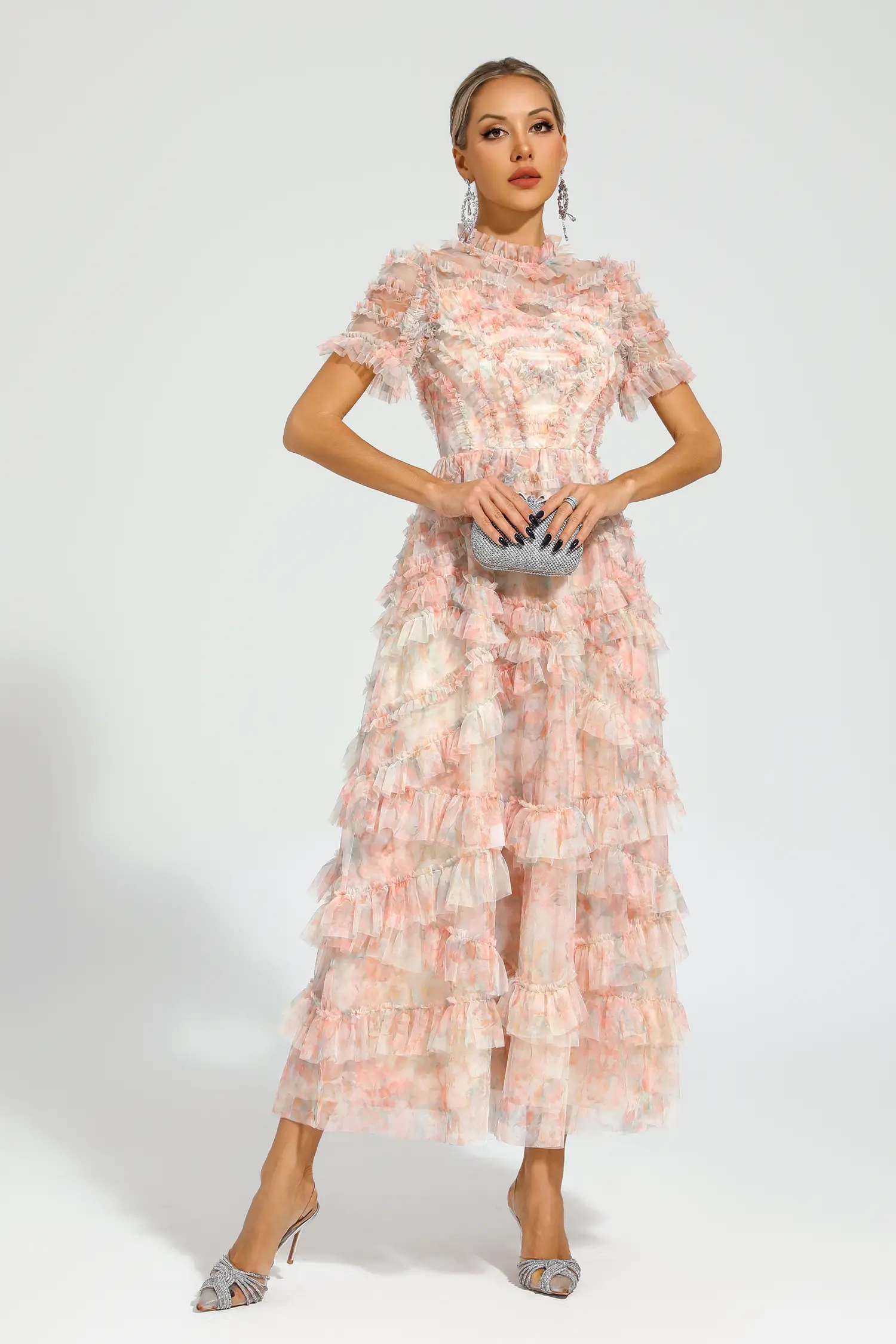 Malan Pink Floral Midi Dress