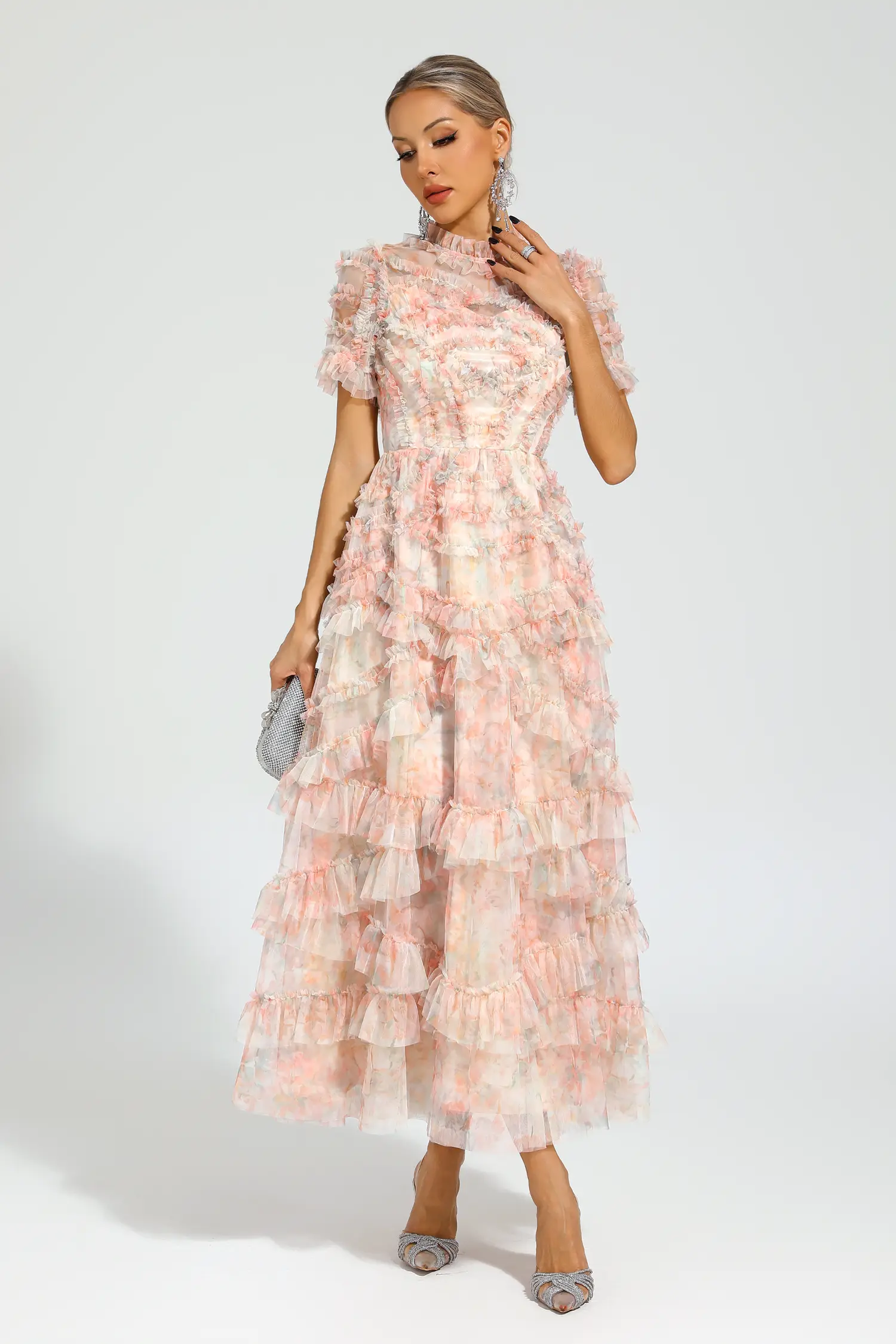 Malan Pink Floral Midi Dress