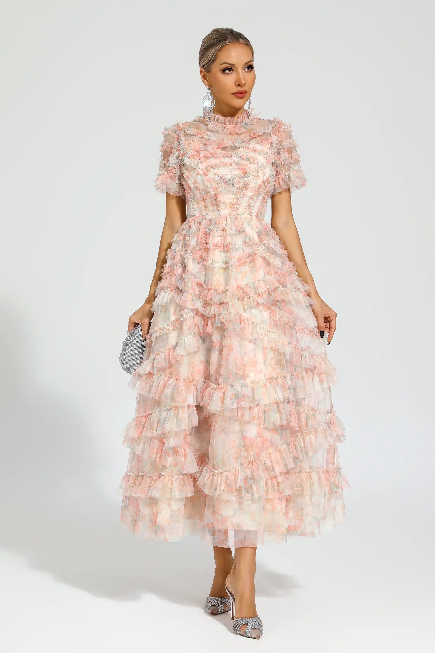 Malan Pink Floral Midi Dress