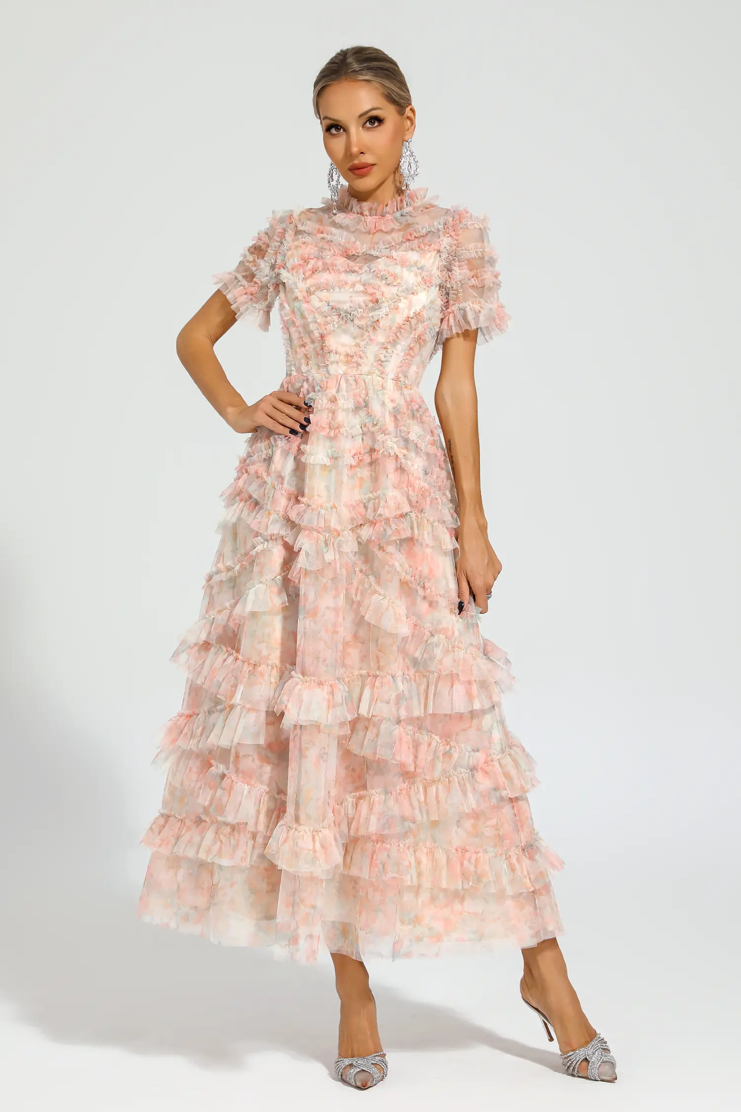 Malan Pink Floral Midi Dress