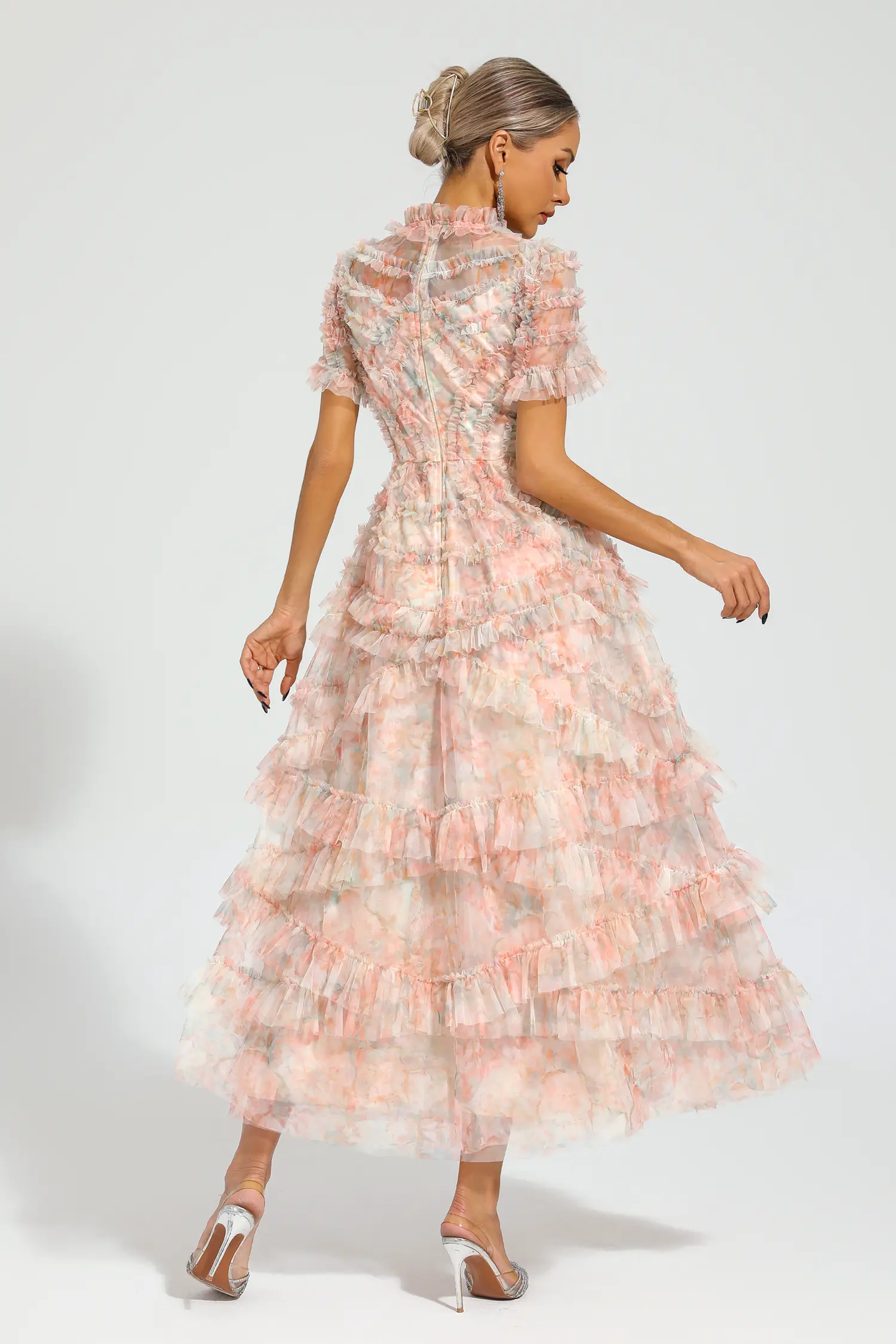 Malan Pink Floral Midi Dress