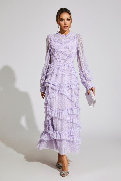 Malan Light Purple Floral Midi Dress
