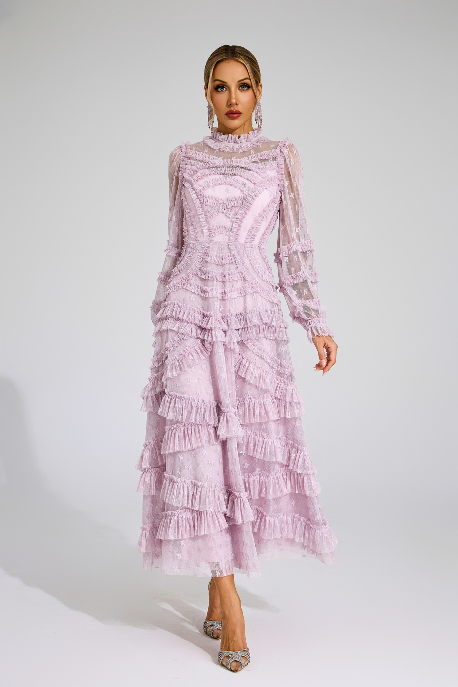 Malan Light Purple Floral Midi Dress