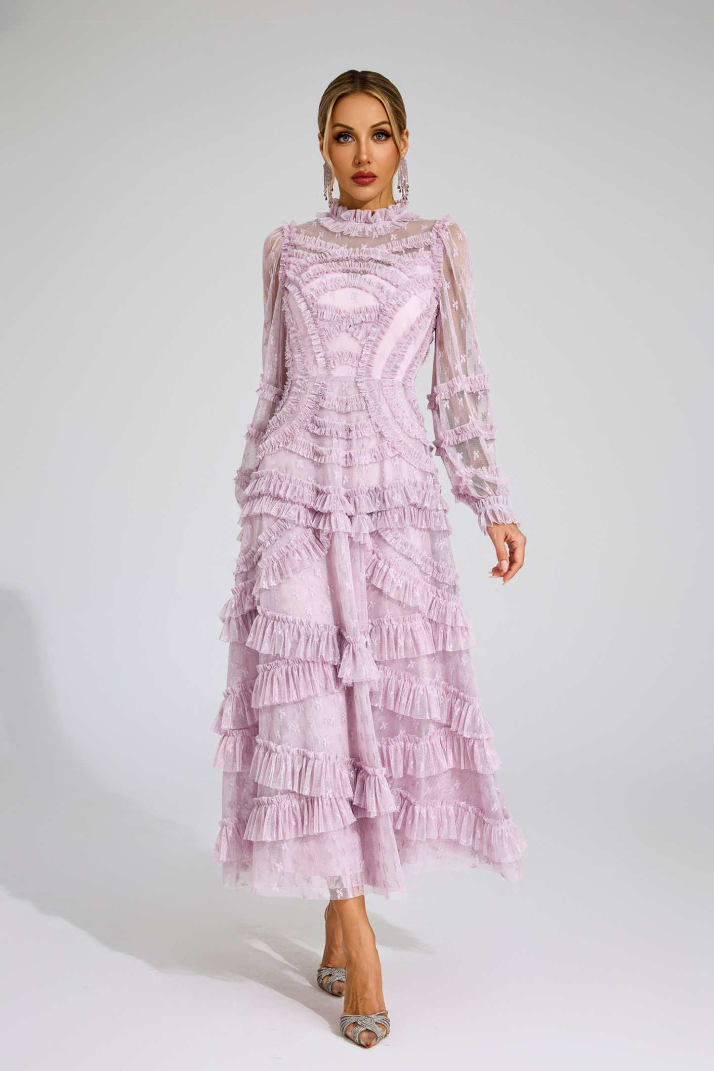 Malan Light Purple Floral Midi Dress