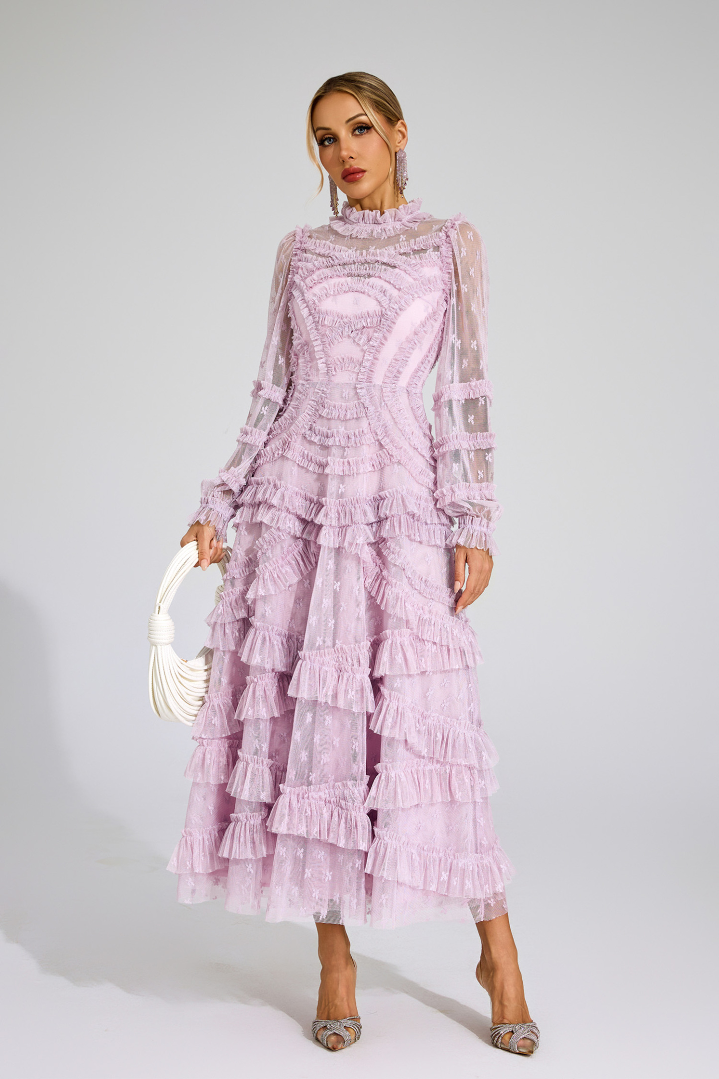 Malan Light Purple Floral Midi Dress