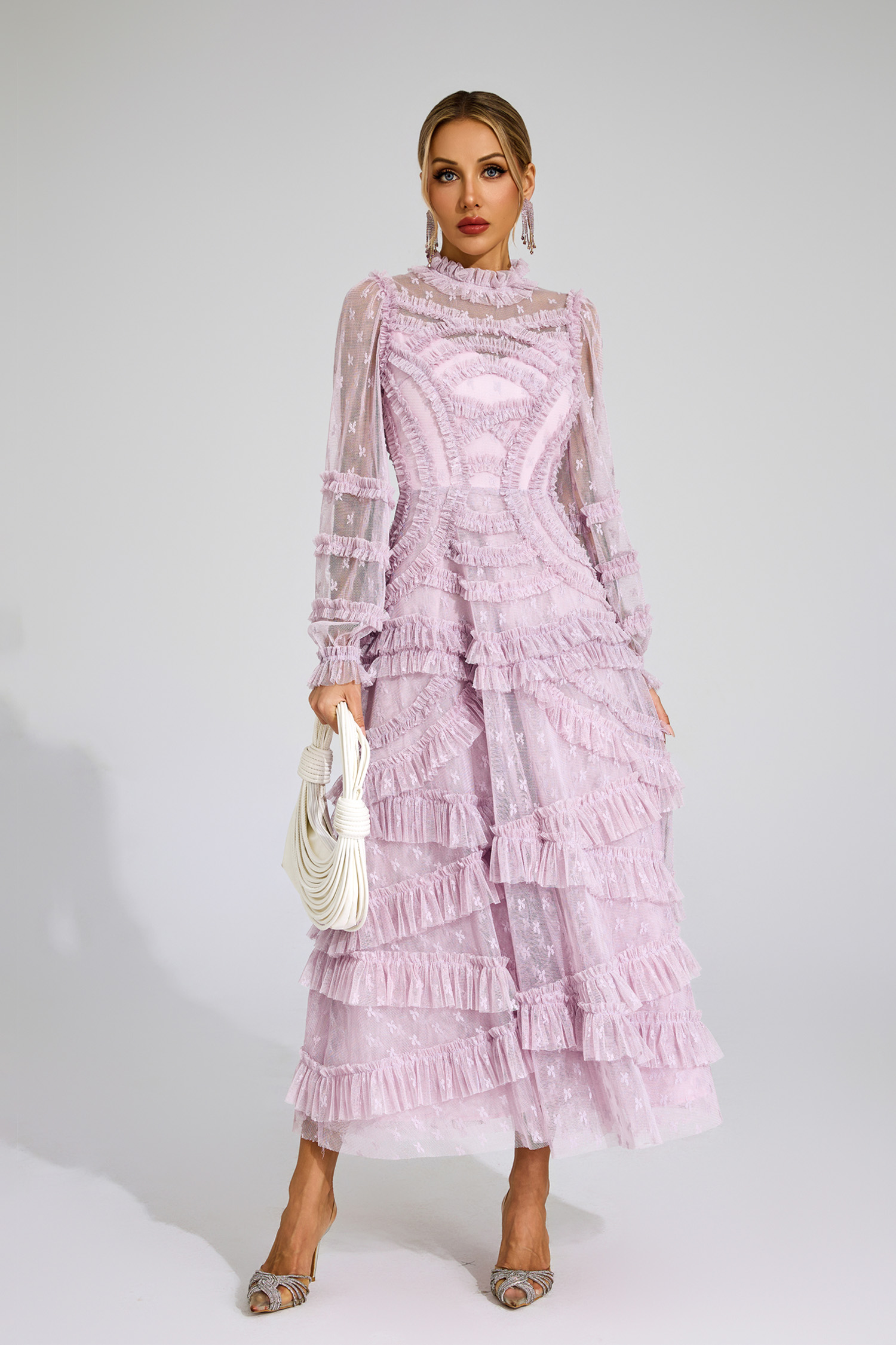 Malan Light Purple Floral Midi Dress