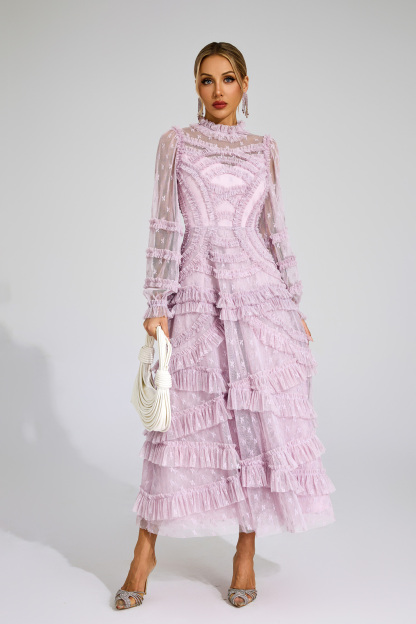 Malan Light Purple Floral Midi Dress