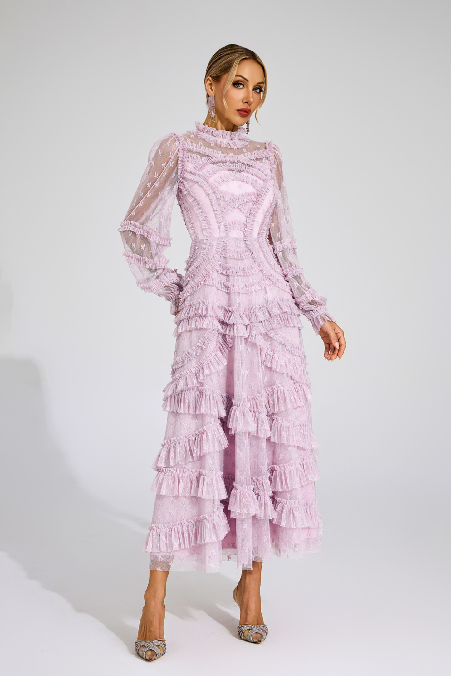 Malan Light Purple Floral Midi Dress