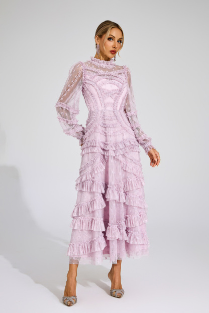 Malan Light Purple Floral Midi Dress
